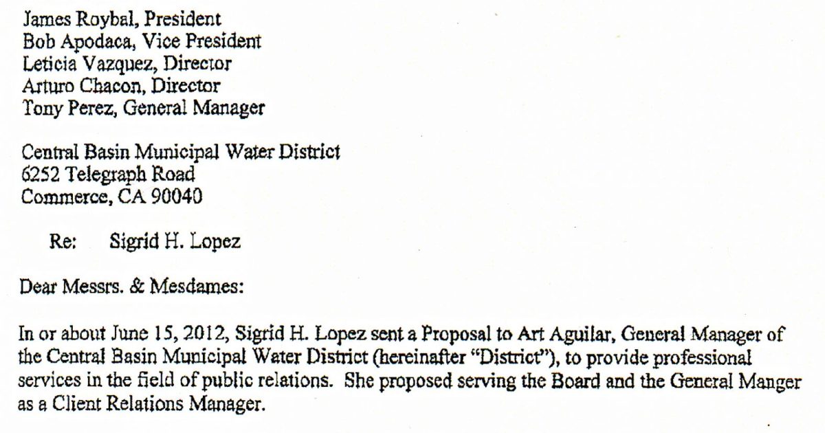 Central Basin Director Bob Apodaca Implicated in Sexual Harassment Claim