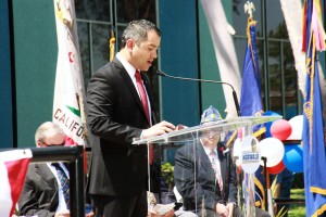 Norwalk Mayor Marcel Rodarte, a Veteran of the Air Force, led the Memorial Day Ceremony in Norwalk.  Photo by Daniel E. Beckham