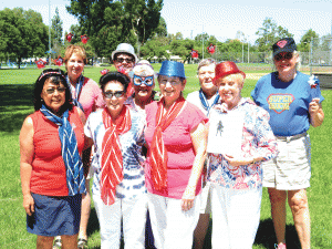 Pictured at the August 16, 2015 La Palma-Cerritos AAUW BBQ at Cerritos Park East are members planning for the November 21, 2015 Fashion Show, Luncheon and Silent Auction Fundraiser for Scholarships for Cerritos College Women Students. Back row, left to right, Harriet Moses, Gail Wendland, Barbara Dunstan, Thea Siegel, and Linda Hernandez. Front row, left to right, Edna Ethington, Barbara Atherton, Gail Ross, and Carol Marsh.