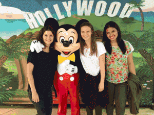 Enjoying their visit to the Disneyland outside of Paris, France, were (l-r): Miriam Massoubre, sister of Hannah, Mickey Mouse, Hannah Massoubre and Anita Maksymchuk.