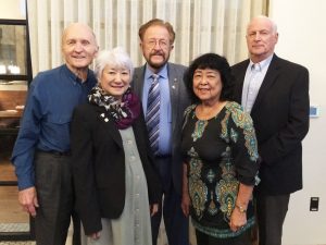 Pictured at the JW Marriott in Indianapolis at a Retirement Housing Foundation (RHF) meeting in October are, left to right, Advisory Commission member, Rev. John Allen Desaegher, RHF National Board of Directors’ member Rev. Dr. Norma Desaegher, President and CEO of RHF Rev. Dr. Laverne Joseph, Advisory Commission member Edna Ethington, and RHF National Board of Directors member David A. Ethington.  (Photo by Chris Ragon.) The Desaeghers are fomer La Palma residents and the Ethingtons have lived in La Palma since 1965. 