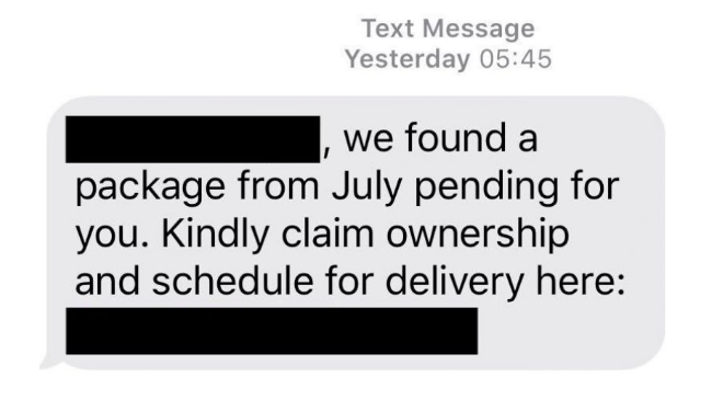 pending package cell phone scam